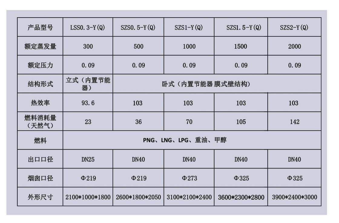 燃气蒸汽发生器参数表""